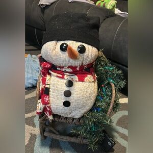 Festive Snowman Decoration with Red Scarf